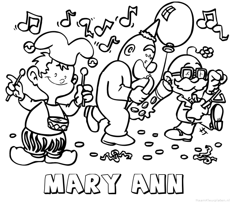 Mary ann carnaval kleurplaat